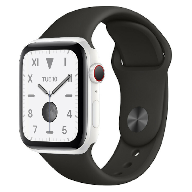 Apple Watch Series 5 - 44mm White Ceramic, Black Sport Band Apple Watch Series 5 - 44mm White Ceramic, Black Sport Band