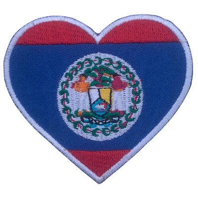 Belize Heart Flag Embroidered iron on Patch National Country Sew on Badge