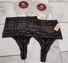 2- Popilush Shapewear Panties High-waisted Underwear Lace Thong Black XXL 