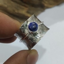 Lapis Lazuli Gemstone Handmade 925 Sterling Silver Spinner meditation Ring RS17