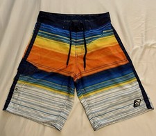 Laguna Swim Trunks Sz 34 Multicolored Rainbow and Stripes W String Tie Waistband