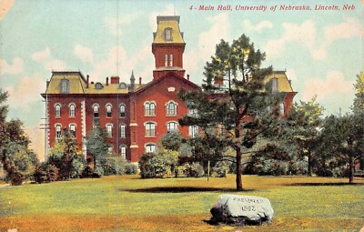 LINCOLN NEBRASKA UNIVERSITY~MAIN HALL~TAYLOR PLATT PUBLISHED POSTCARD