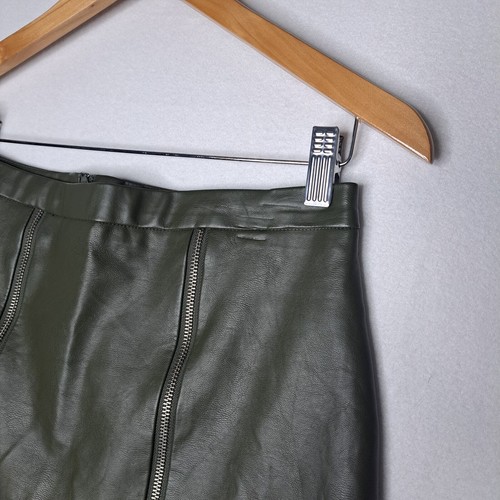 Forever 21 Gonna Donna M Vegan Pelle Verde Foresta Doppia Cerniera Anteriore Mini - Foto 5 di 11