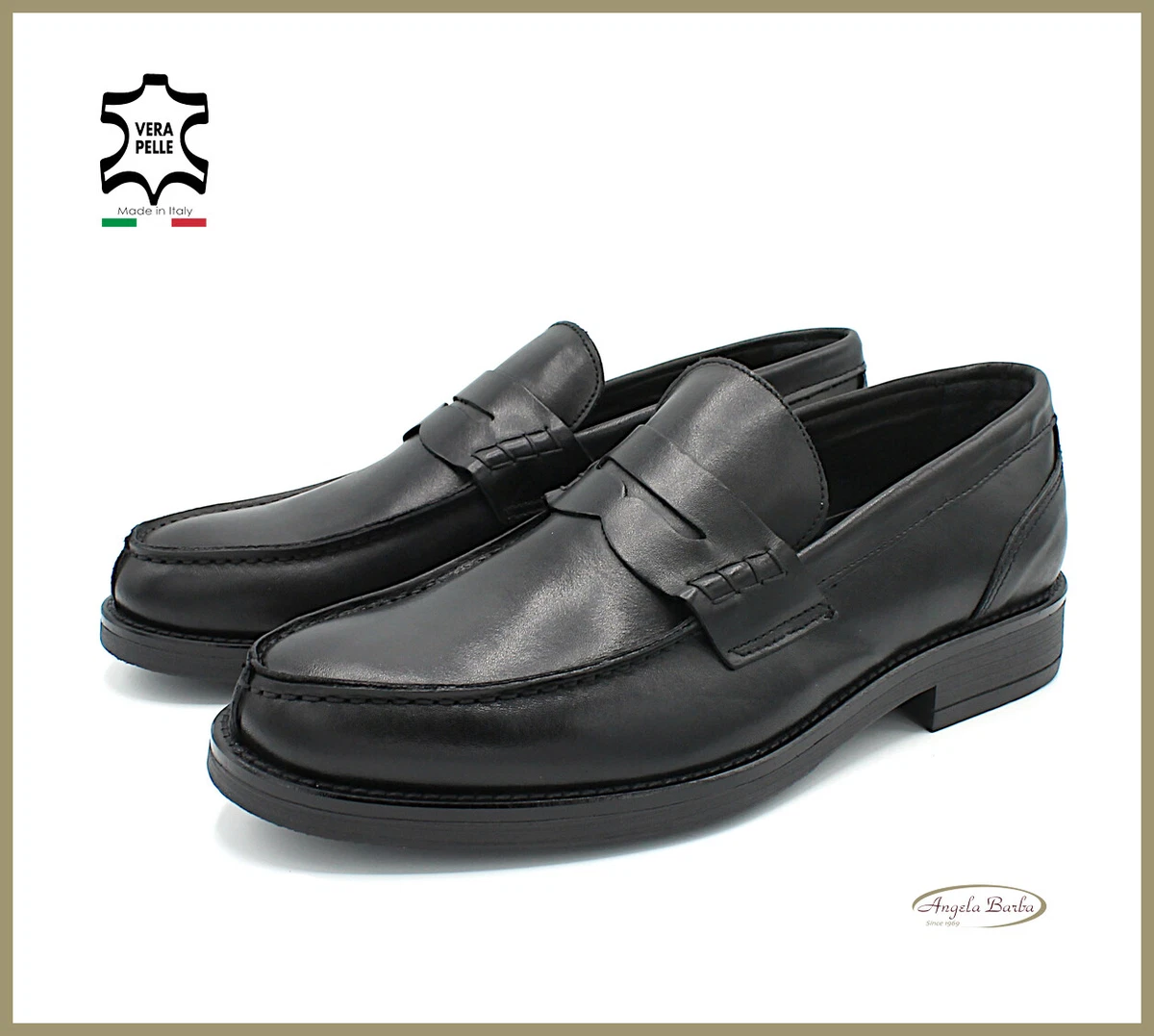 Penny Loafer College black shoes in leather for men