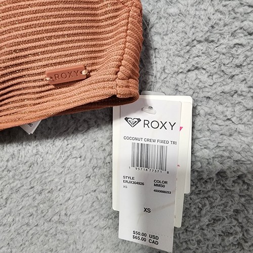 Roxy Bikini Top Coconut Crew Fixed Swim Top Pink Neutral Shimmer ERJX304926 - Picture 2 of 3