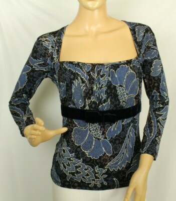 Blu Firenze Women's Blue Jersey Top Size Large Made In Italy (Size Medium US)