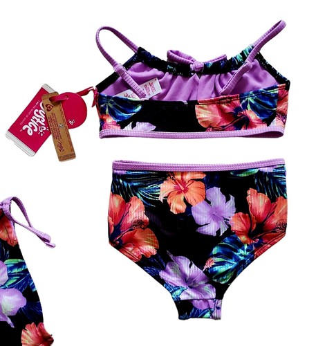 NWT Girls Justice Tropical Bikini Swimsuit Sarong Skirt Set 3pc Size 5/6 XS - Picture 7 of 9