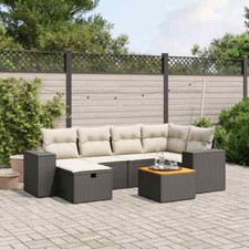 Gartenmöbel Sofa Garnitur Lounge Sitzgruppe 6/7-tlg. Schwarz Poly Rattan 5 Farbe