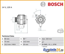 Generator Bosch 0986041810 for BMW 5 Series Touring 3 Series 5 Series 7 Series