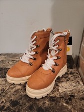 Girls' Willa Zipper Slip-On Combat Shearling Style Boots - art class Cognac 1