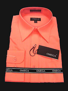 NEW Mens Coral Long  sleeve  Dress  Shirt  All Sizes Length  