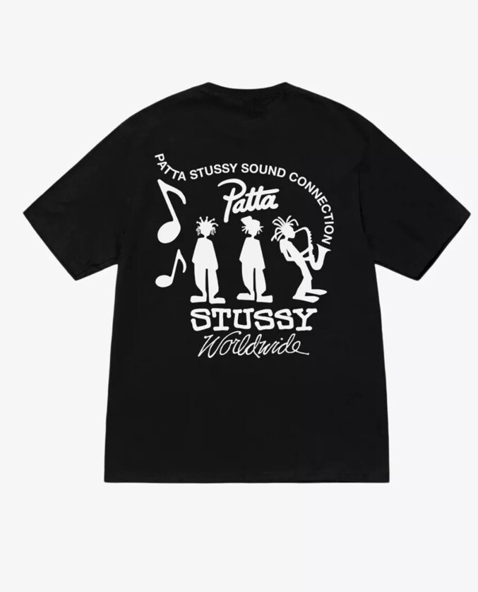 Stussy x Patta Mens Sound Connection Tee Black Large L