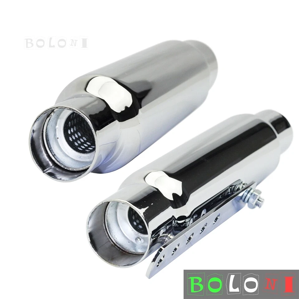 Tubos de escape cortos universales cromados de 12" para Harley Honda BMW Café Racer Bobber Foto 4 de 4
