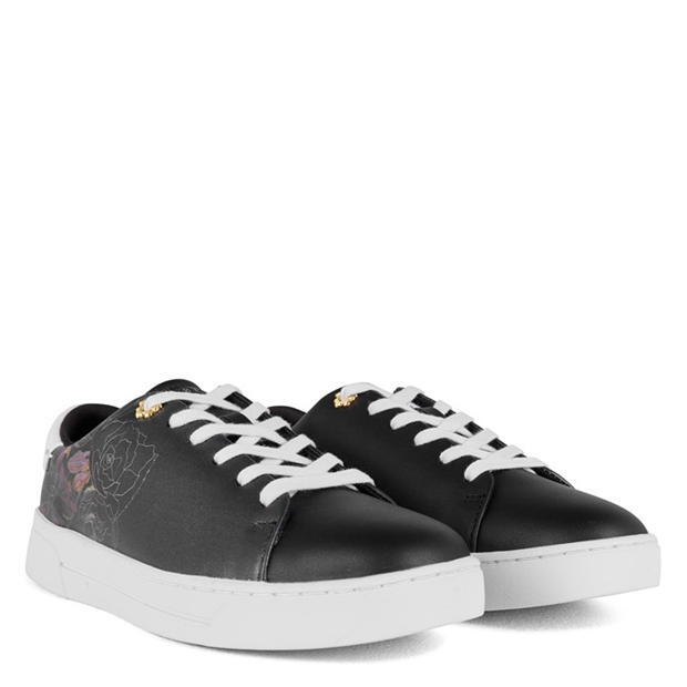 Ted Baker Black Kimmah Graphic Trainers Low Top Leather Sneakers Shoes