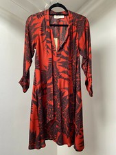 STELLA MCCARTNEY Red Fern Print 100% Silk *DOROTHY* Dress 34 UK6-8