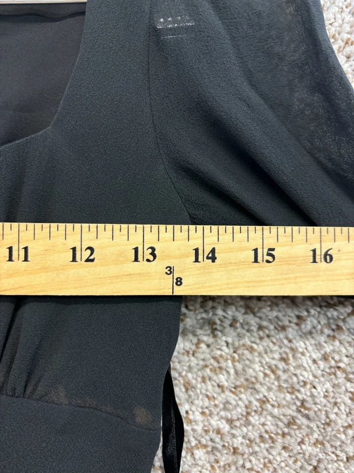 Express Black Silk Dress Empire Waist Corset Style Bodice Long Sleeve Size 1/2 - Image 3 of 4