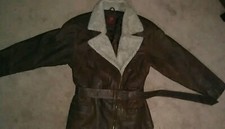 Giacca cappotto pelle donna vintage marrone * stile nord (taglia S) ottime condizioni!