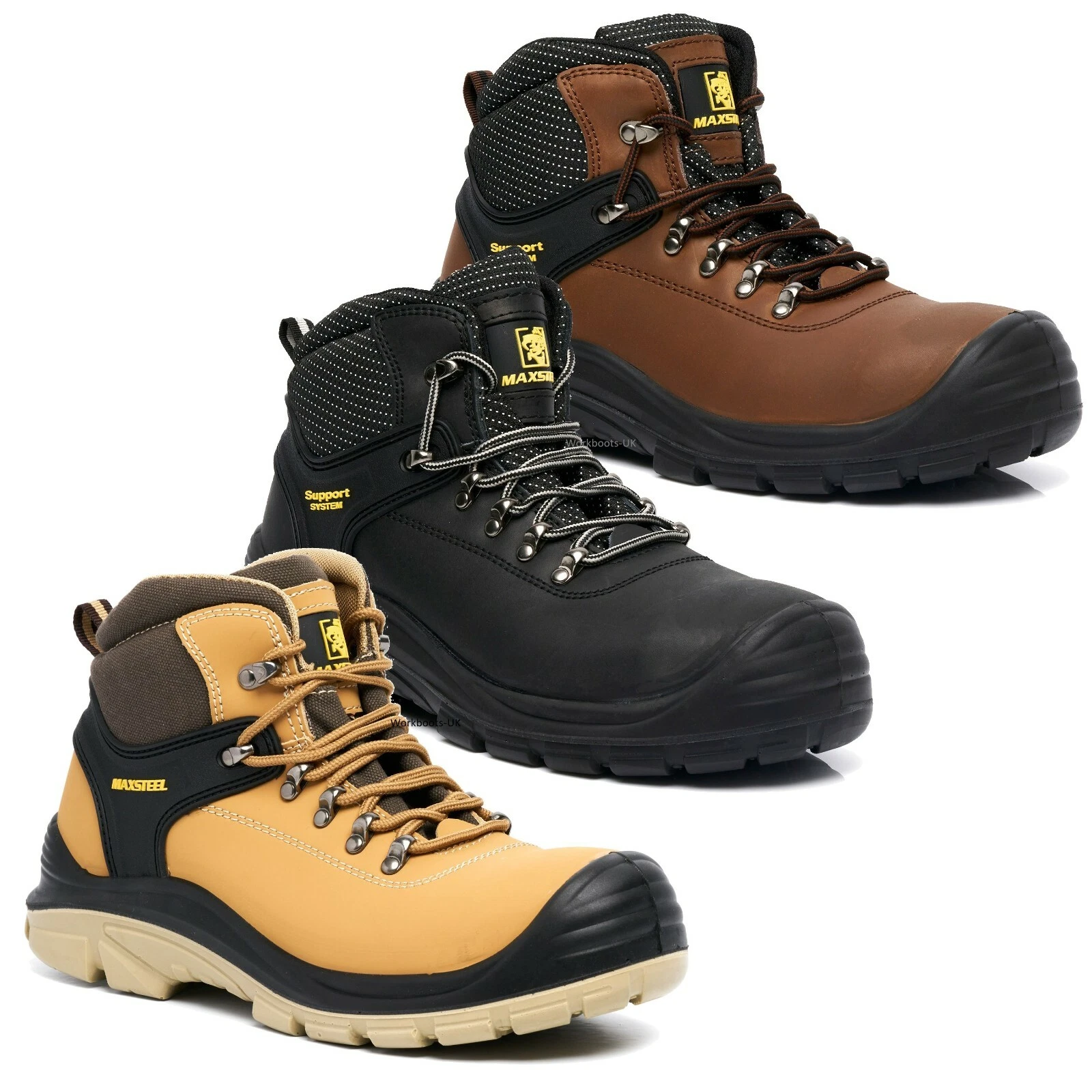 Men lightweight Leather Safety Steel Toe Cap Trainers Ankle Boots Work Shoe Size