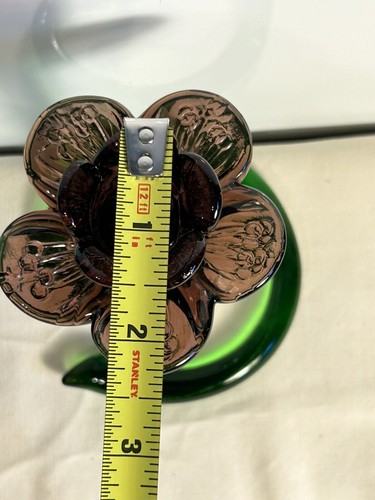 Art Glass Curly Stem Flower Petal Candle Holders Purple Murano style 6" tall H4 - Picture 10 of 11