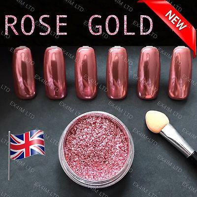 Rosegold Nagel Chrom Pulver 100% ECHT Spiegeleffekt Rosa Metallic Nägel Pigment