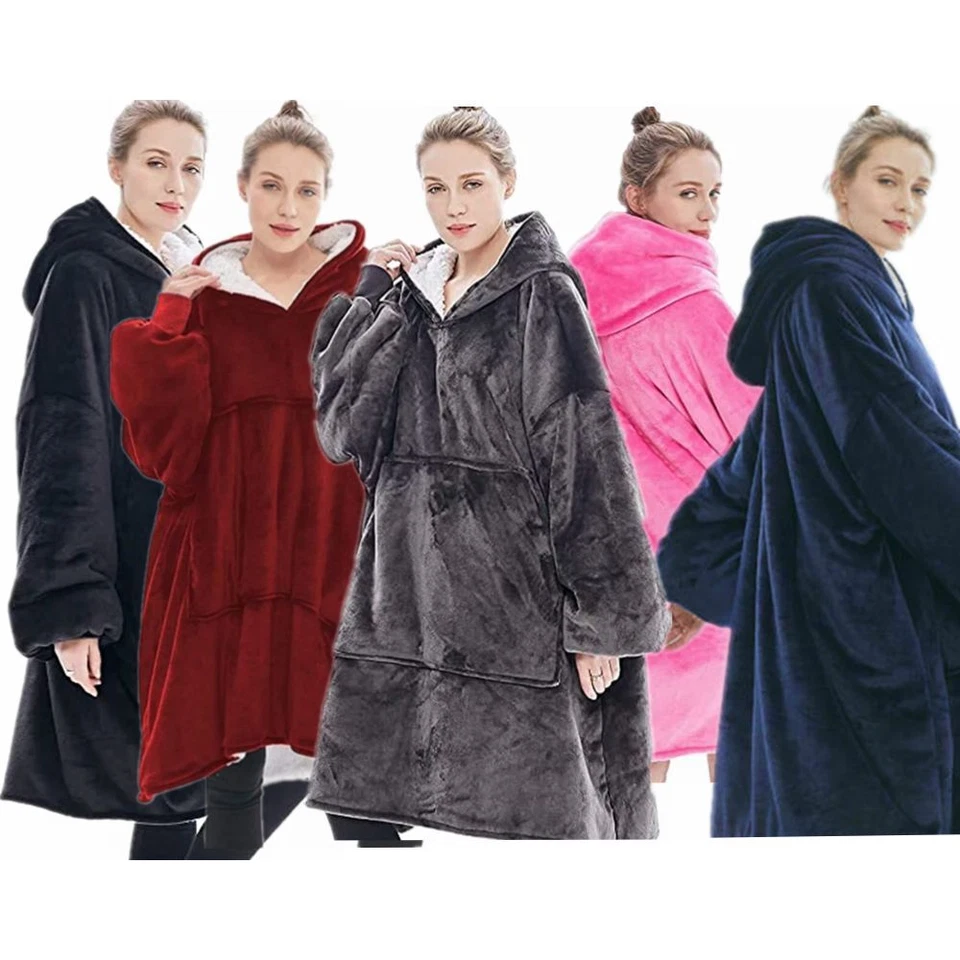 Unisex Soft Warme Hoodie Sweatshirt Plüsch Pullover Decke mit Kapuze ÜbergroßeDE - Bild 3 von 4