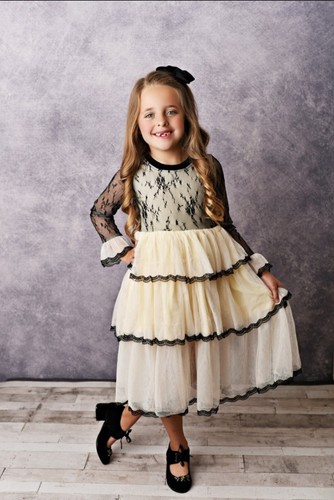 Oopsie Daisy Girl's Cream Black Lace Dress Size 12 NWT Wedding Dance Holiday