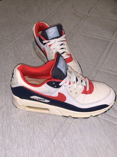 Nike Air Max 90 White/Red/Blue Denim Size 9 Menâs/dj5170-100 | eBay