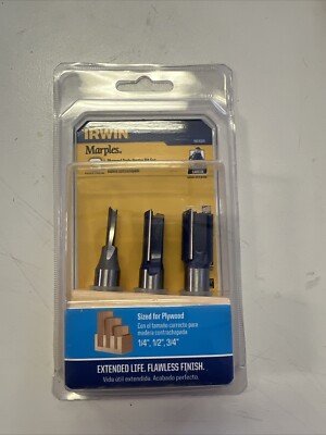 Irwin Tools Marples 3 Piece Plywood Dado Router Bit Set 1901029 1/4'' 1/2'' & 3/4''