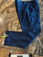 ORVIS LADIES NAVY BLUE TRAVEL WORK TROUSER Knit High Waist Straight Leg S 12  2