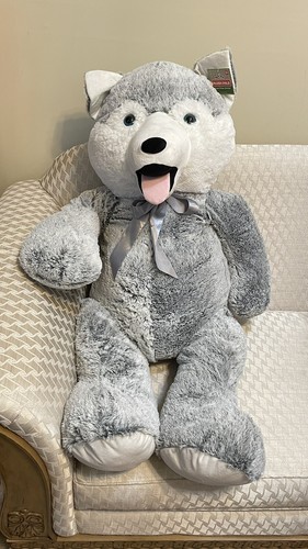 Set Of 3 (Small Medium XXL) Husky Dog Plush Polar Stuffed Animal Toys White Gray - Picture 3 of 24