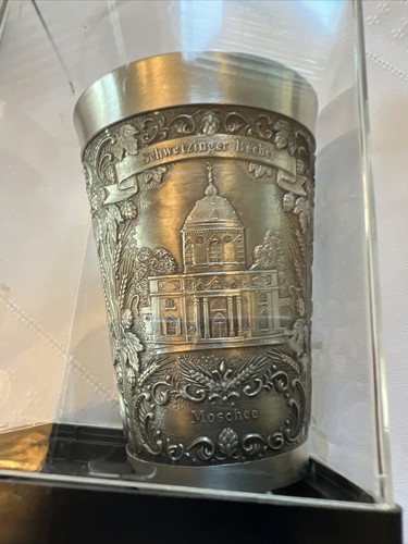 Pewter 4 oz 3" Shot Glasses ZINN BECKER Stuttgart Ornate - Picture 6 of 7
