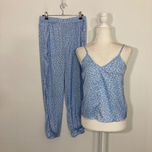 Aerie Womens Pajama Set XS Blue Animal Print Jogg… - image 1