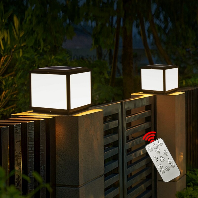 Luz LED Solar Exterior Hogar Jardín Puerta Pilar Lámpara Patio Poste Luces Impermeable