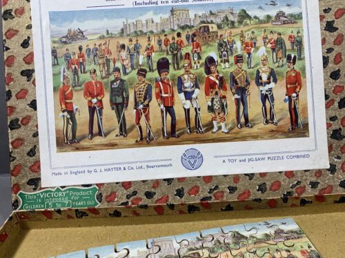 RARE Vintage VICTORY Wooden British Soldier JIGSAW PUZZLE w/ Cut Out Soldiers - 第 3/6 張圖片