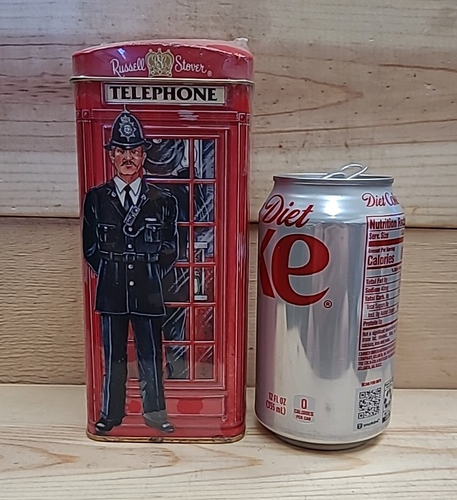 Vintage Russell Stover UK English Caramel Tin Bank NIP Famous Red Phone Booth - 第 10/10 張圖片