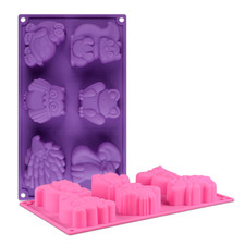 6Cavity Silicone Cake Mold Cute Cartoon Animal Hedgehog Owl Squirrel Baking Tool