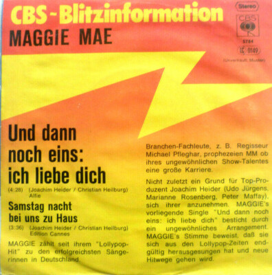 7''  1977 CBS BLITZ PROMO RARE ! MAGGIE MAE  Und dann noch eins ich liebe Dich