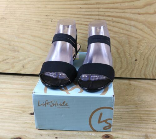 Life Stride Sandals Womens 6.5M Black Yolo Shoes Wedge Sling Back New - Picture 2 of 7