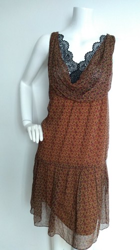 Designer VANESSA BRUNO silk dress size 10 --USED ONCE--lace detail 100%Silk - Picture 5 of 8