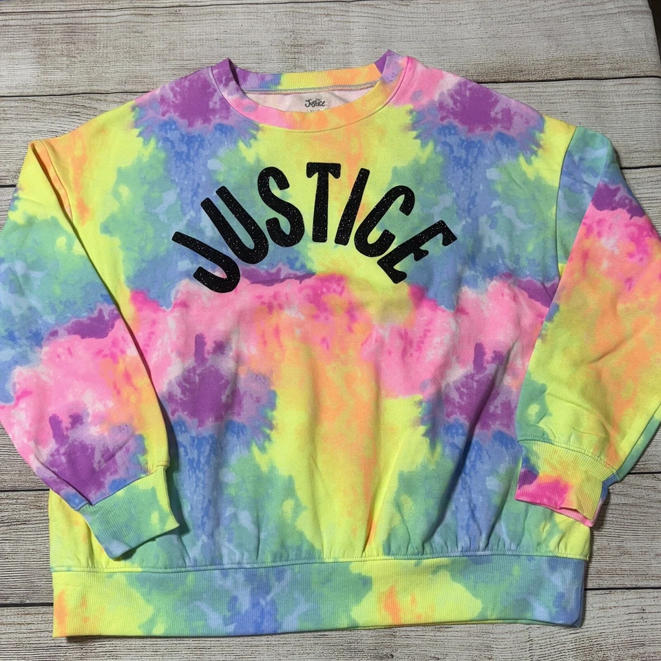 Girls Justice Outfit Size 16. NWT! Tie Dye Sweatshirt And Black Cargo Jeans. - Image 3 of 4