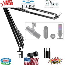 Compact Adjustable Microphone Boom Arm for Podcasting Streaming - Metal Build