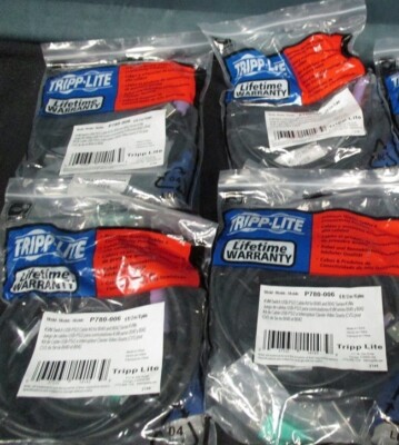 Lot of 4 NEW TRIPP LITE P780-006 6' 6 foot PS2 USB KVM Cable Kit
