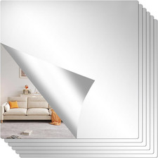 6 Pcs 8X8 Inch Self Adhesive Acrylic Mirror Tile Frameless Flexible