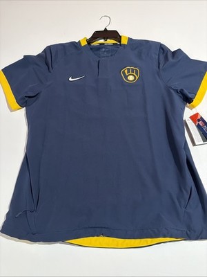 Nike MLB Men's Milwaukee Brewers Nike On-Field Road Hot Jacket NKAV Sz M NWT