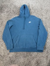 NIKE Essential Fleece Hoodie Mens L Dark Turquoise Pullover Sweatshirt Sports