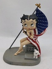 Figurina vintage Betty Boop 2002 patriottica con bandiera americana statua 5" patriottica