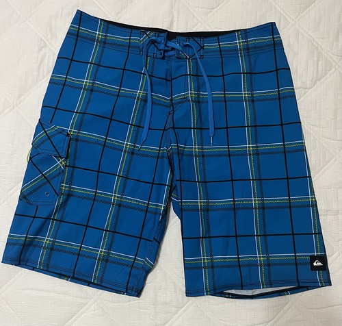 Quicksilver board shorts men's size 34 blue plaid