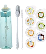 Air Water Bottle with 7 Flavor Pods And Brush 650ML Fruit Fragrance Water Purple
