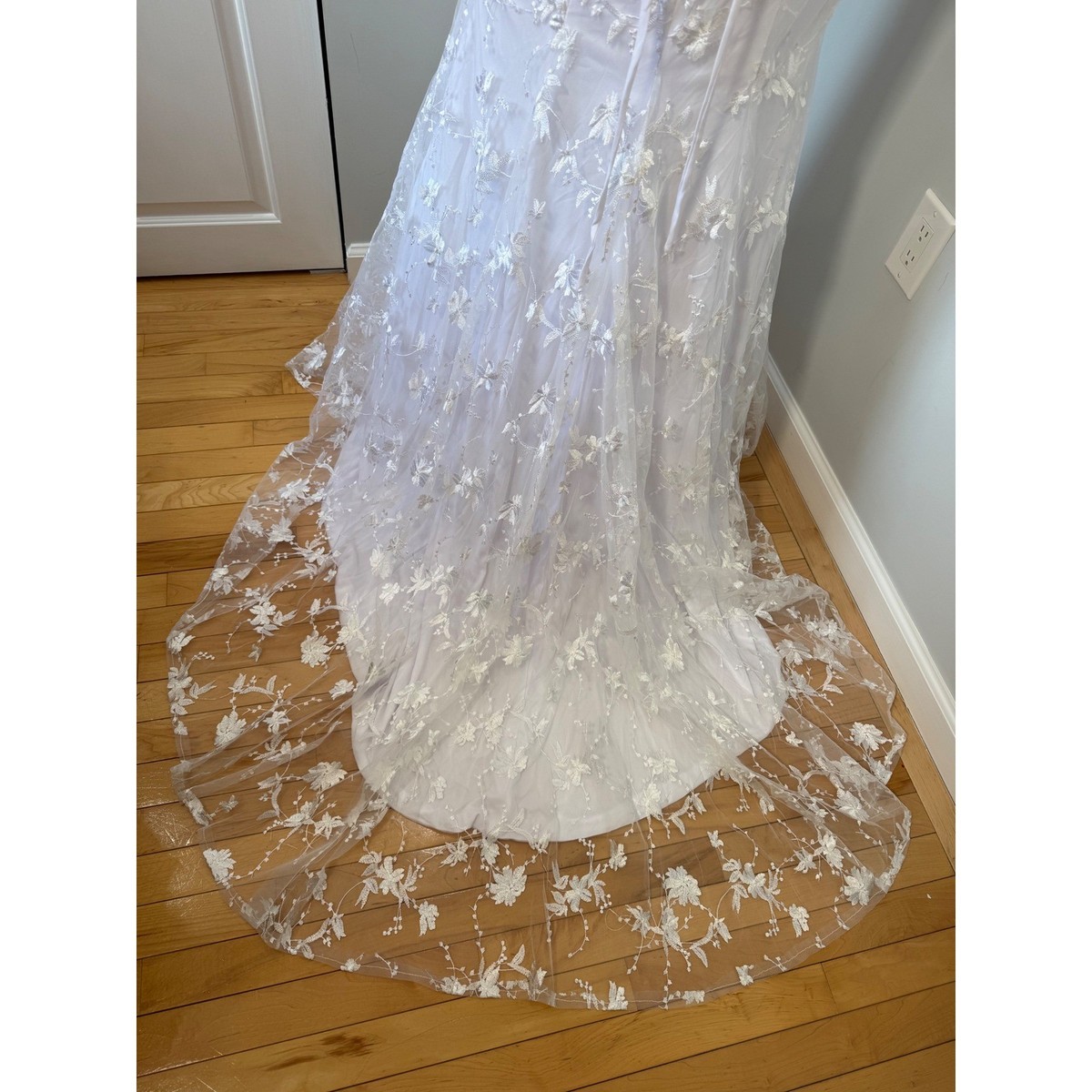Hebeos Lace Mermaid Wedding Dress Open Back Ivory Bridal Gown Size M | eBay