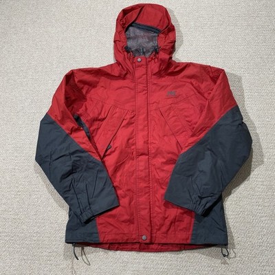 Vintage Helly Hansen Jacke Herren Medium* rot wasserdicht Shell Regenmantel Kapuze
